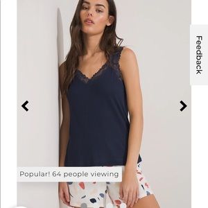 Soma Cool Nights Rib Lace Cami & Shorts Pajama Set NWT